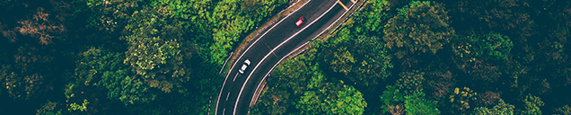 Drone photo looking down at roads